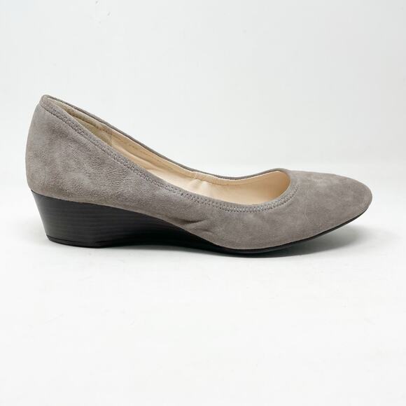 Cole Haan Grand OS Sadie Gray Taupe Leather Suede Ballet Wedge Pumps Shoes 7.5 - Picture 3 of 15